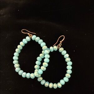Elegant Turquoise Beaded Hoop Earrings